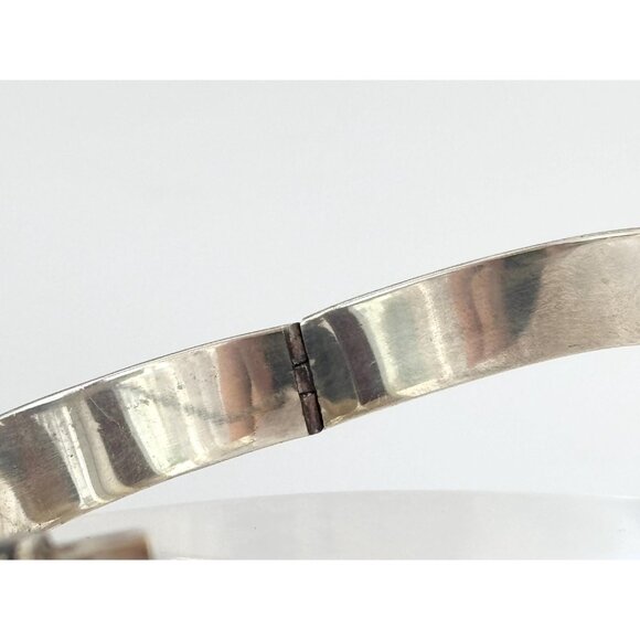 Siam Sterling Silver Bypass Style Hinged Nielloware Thai Made Vintage Bracelet - Picture 15 of 16